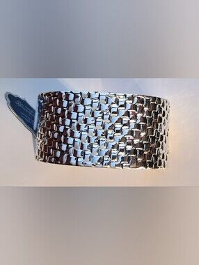 BNWT Seed & Sage Mexican Sterling Silver Basketweave Cuff Bracelet 54.62g